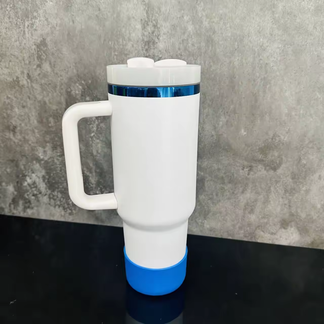 USA RTS_ Blue Plated Black White Powder Coated 40oz Quencher Tumbler With Boot For Laser Engraving_miki