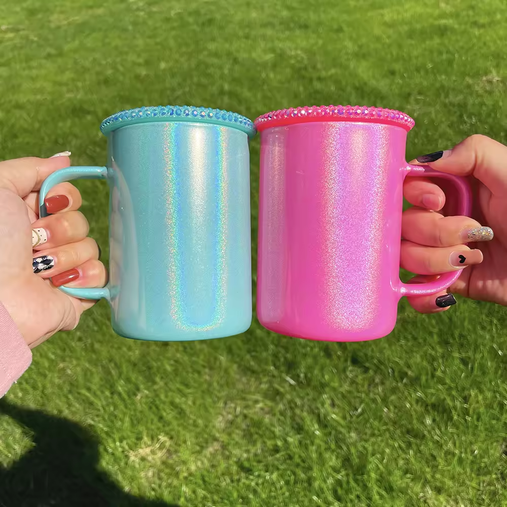 USA RTS_ sublimation 17oz shimmer glass mug with straw and colored pp lids _miki