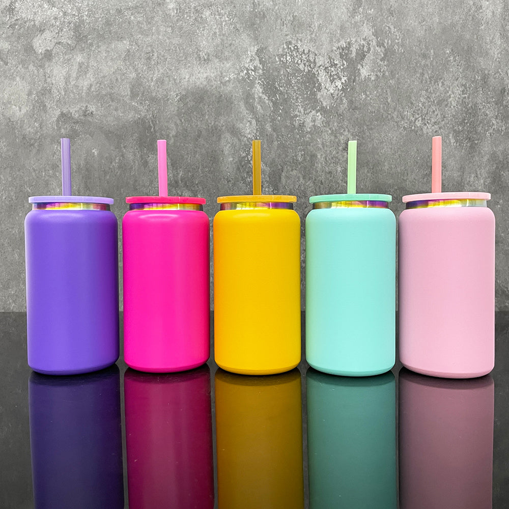 USA RTS_ rainbow plated 16oz vacuum insulated stainless steel can for laser engrave _miki