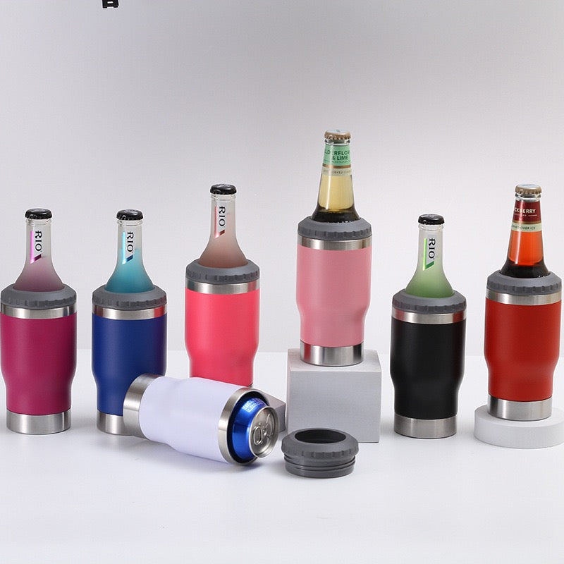 powder coated 4 in 1 stainless steel can cooler 14oz for laser engraving_miki