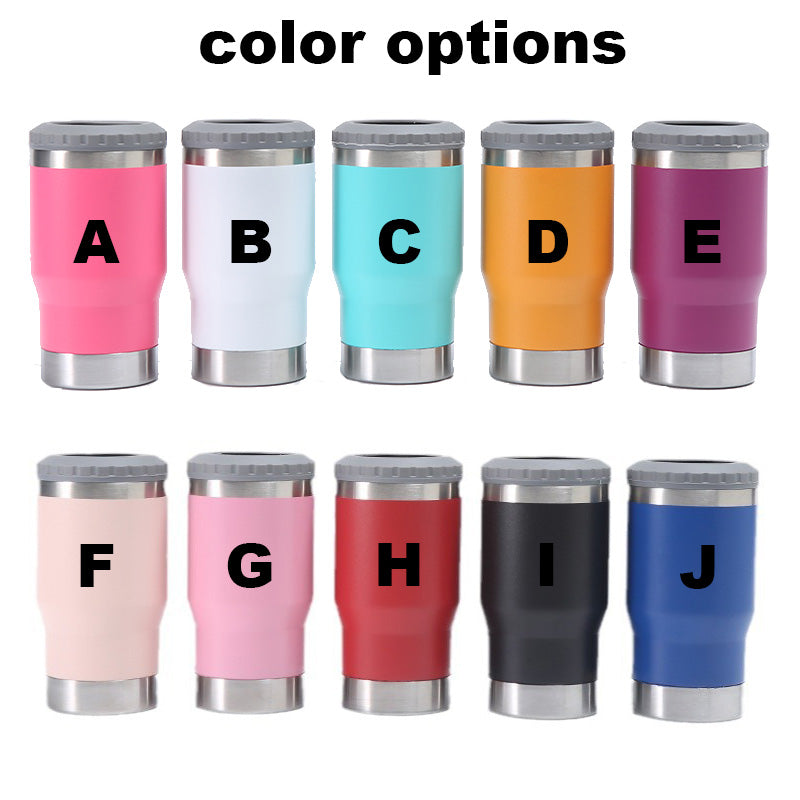 powder coated 4 in 1 stainless steel can cooler 14oz for laser engraving_miki