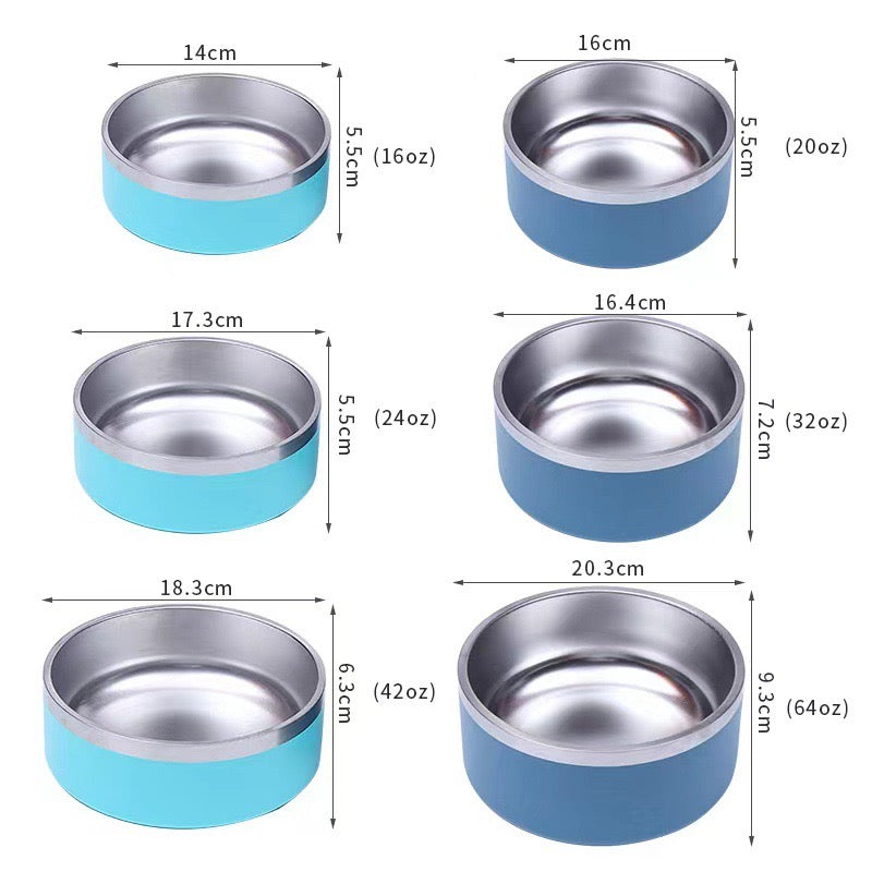 Powder coated stainless steel dog bowls with rubber bottom_miki
