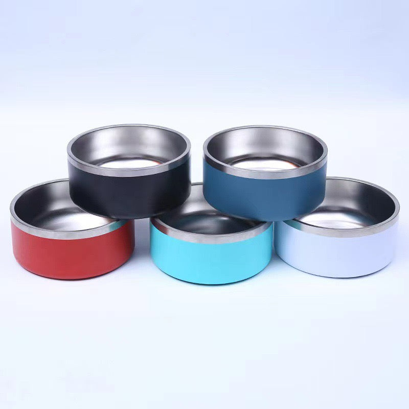 Powder coated stainless steel dog bowls with rubber bottom_miki