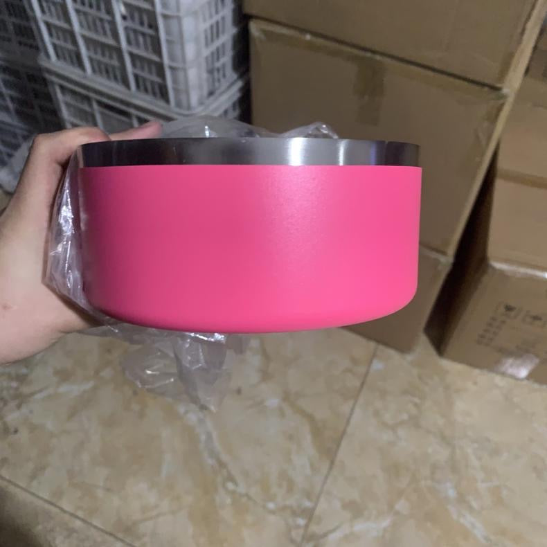 Powder coated stainless steel dog bowls with rubber bottom_miki