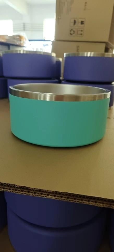 Powder coated stainless steel dog bowls with rubber bottom_miki