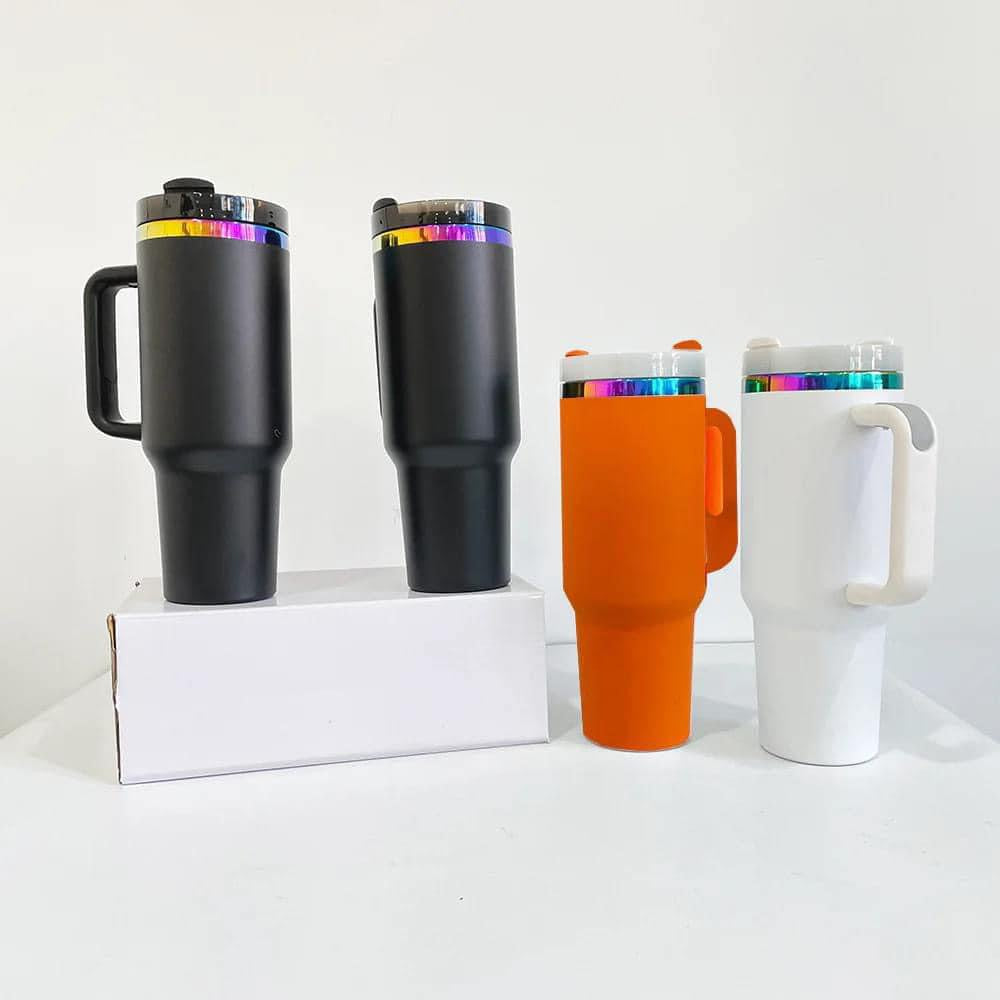 🎃Halloween glow in dark rainbow plated H2.0 40 quencher tumblers with lid and straw for laser engraving/sublimation_miki
