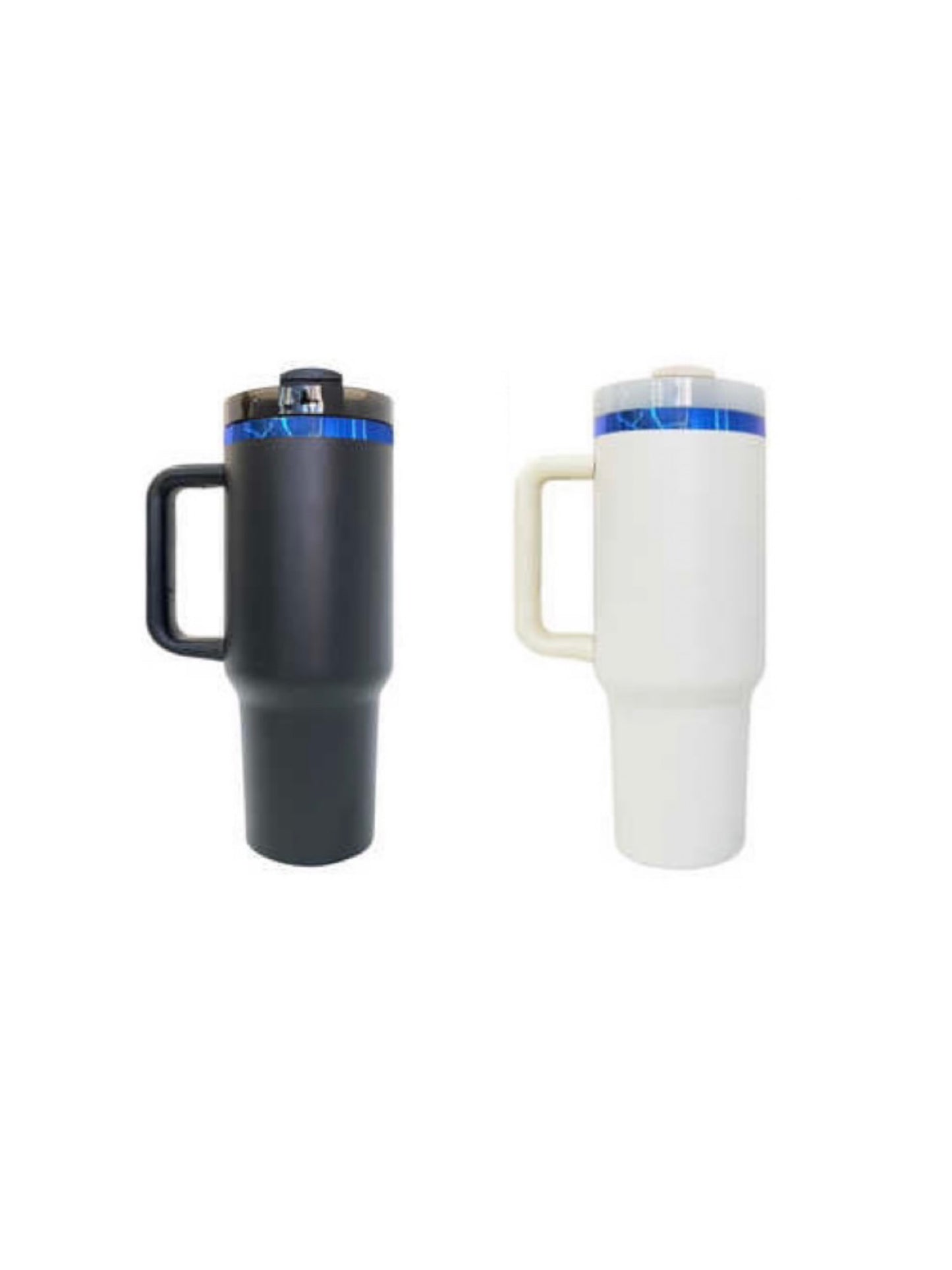 💎blue underneath black white powder coated 40oz quencher tumbler with boot_miki
