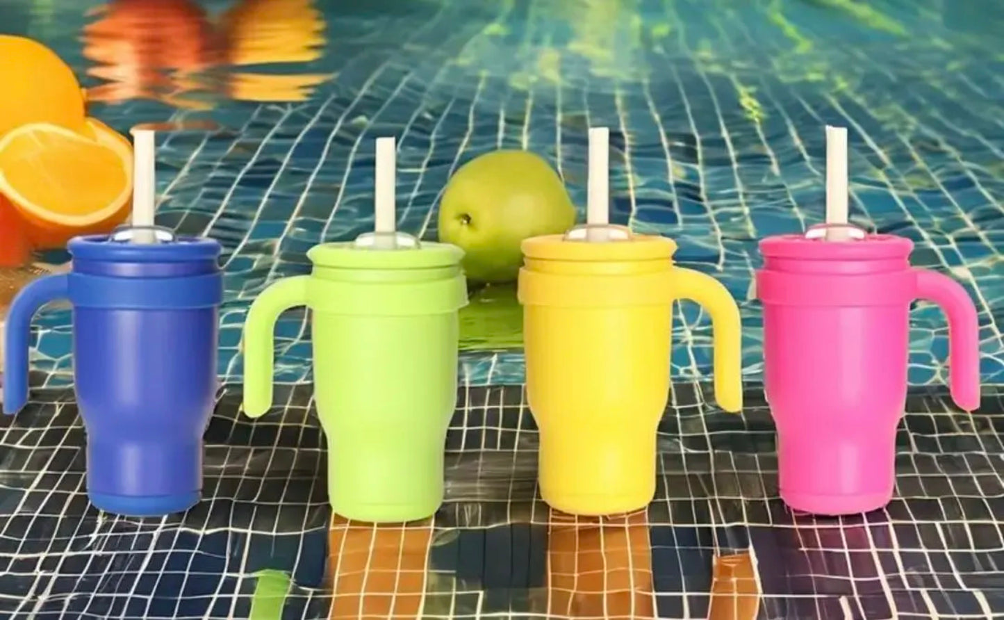 Colored 14oz kids leak proof tumblers with handle for laser engraving_miki