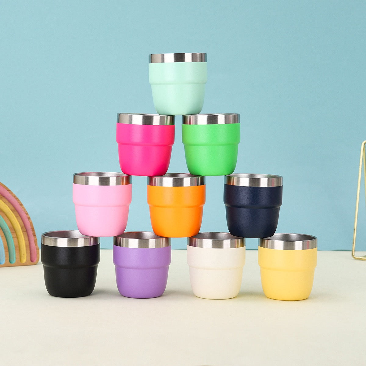 Yeti Style 4oz/6oz/8oz Powder Coated Mini Insulated Coffee Mug With Magnetic Lid For Laser Engraving_miki