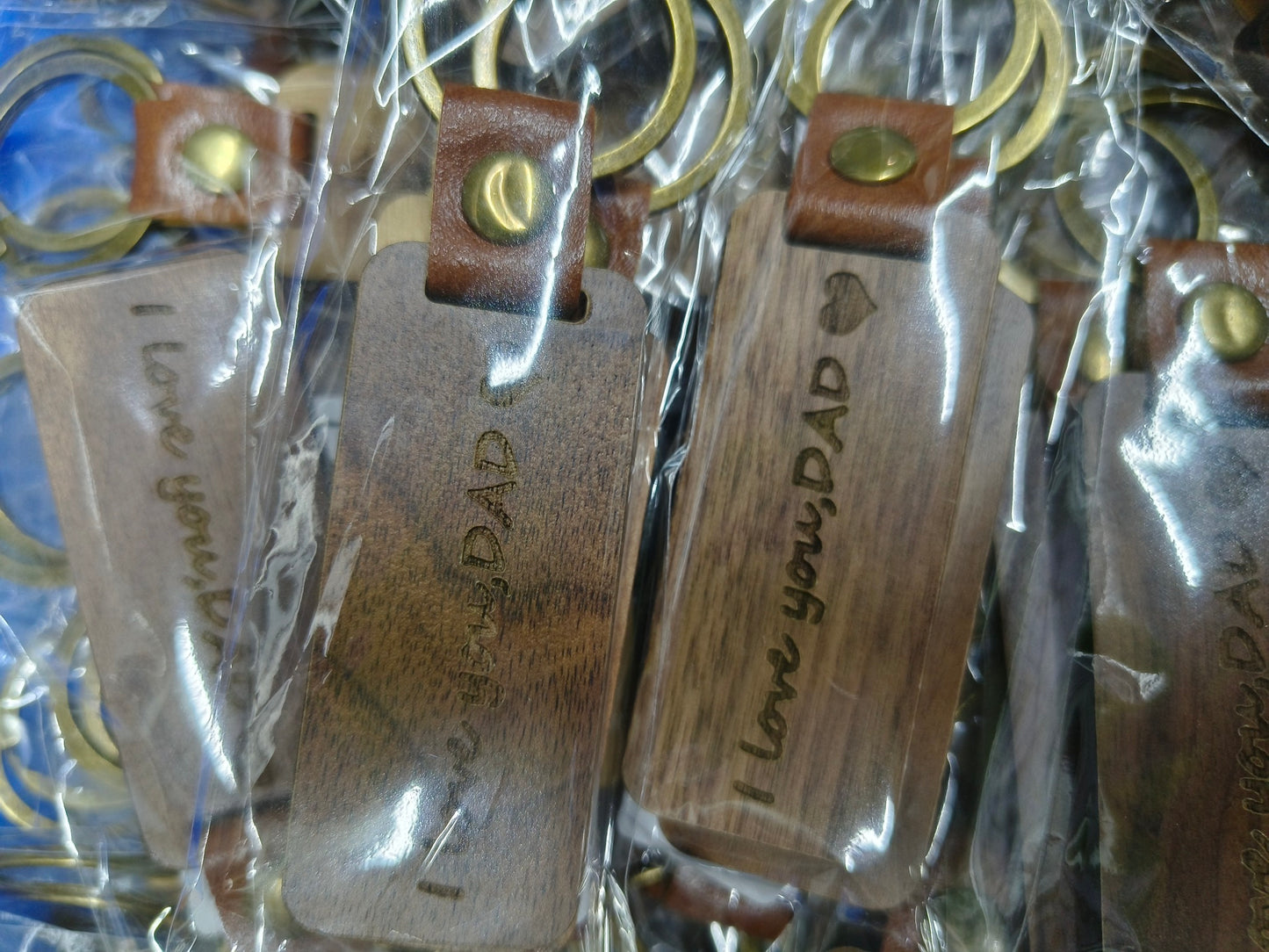 Blank wood with leather keychains for laser engraving_miki