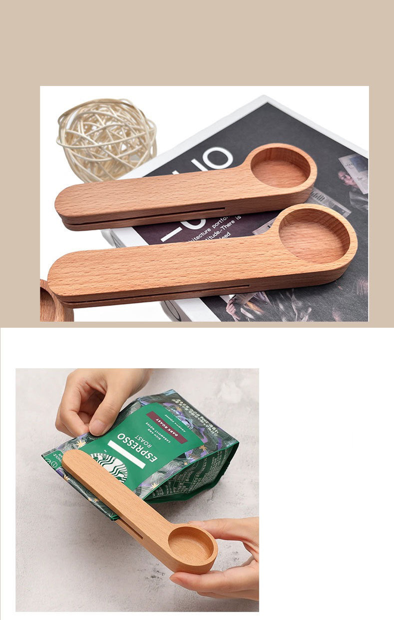 Blank 2 in 1 Wooden Coffee Spoon And Bag Clip for Laser Engraving_miki