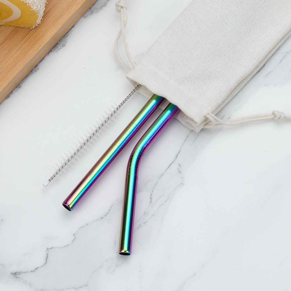 colorful rainbow 30cm stainless steel straws 11.8 inches metal straws with Cleaning Brush for 40oz tumblers_miki