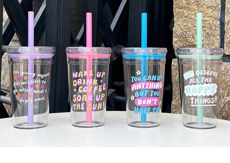 16oz Tritan acrylic plastic cups with lid, straw, straw cleaner for UV DTF wraps_ miki