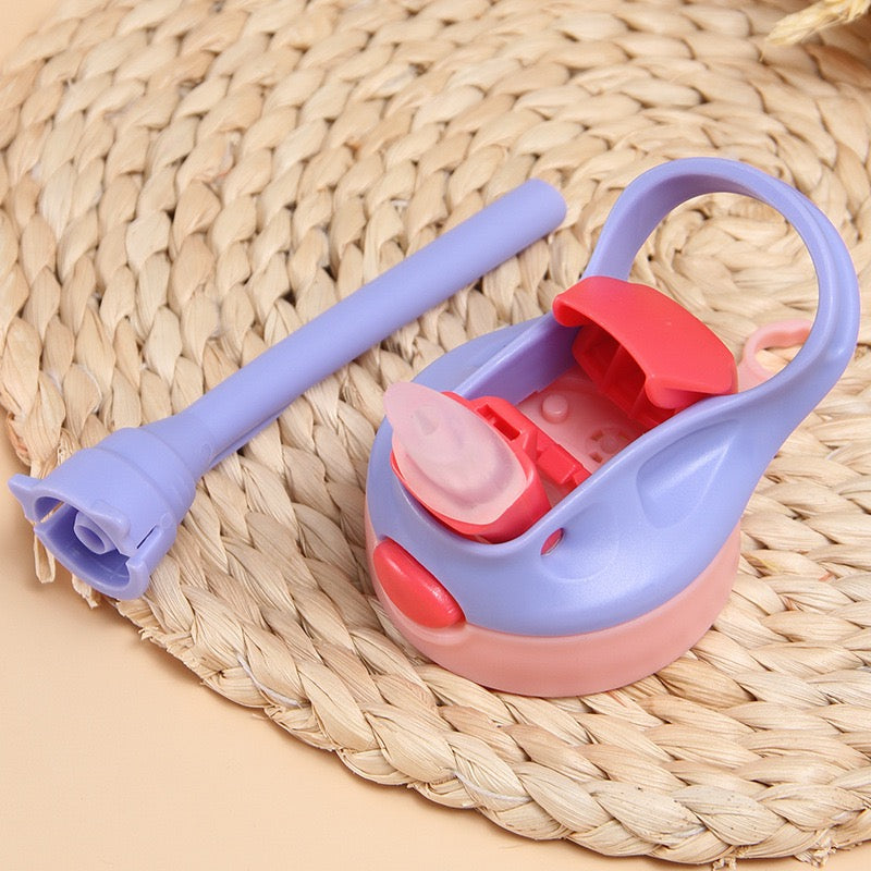 Leak Proof 16oz Durable Plastic Kids Water Bottle with Straw and Pop-Up Spout Cover For School or Travel_ miki