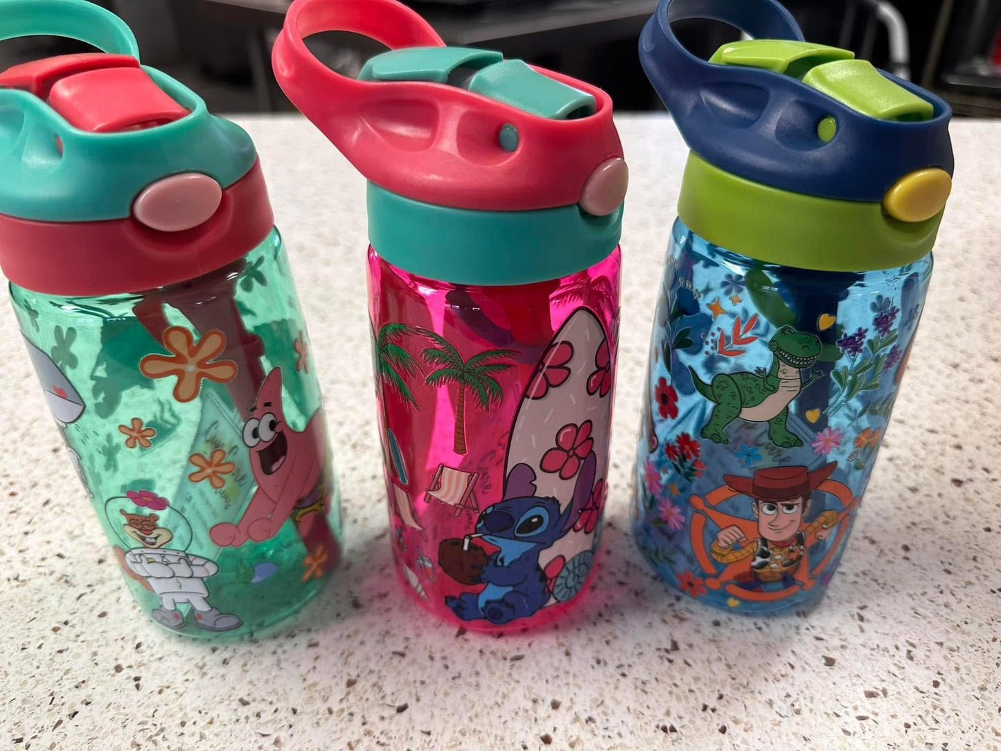 Leak Proof 16oz Durable Plastic Kids Water Bottle with Straw and Pop-Up Spout Cover For School or Travel_ miki