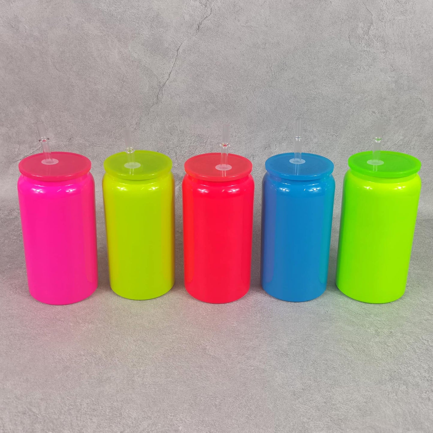 USA Presale_ Sublimation Neon Colored 16oz Vacuum Insulated Stainless Steel Can with PP Lid and Straw_ miki