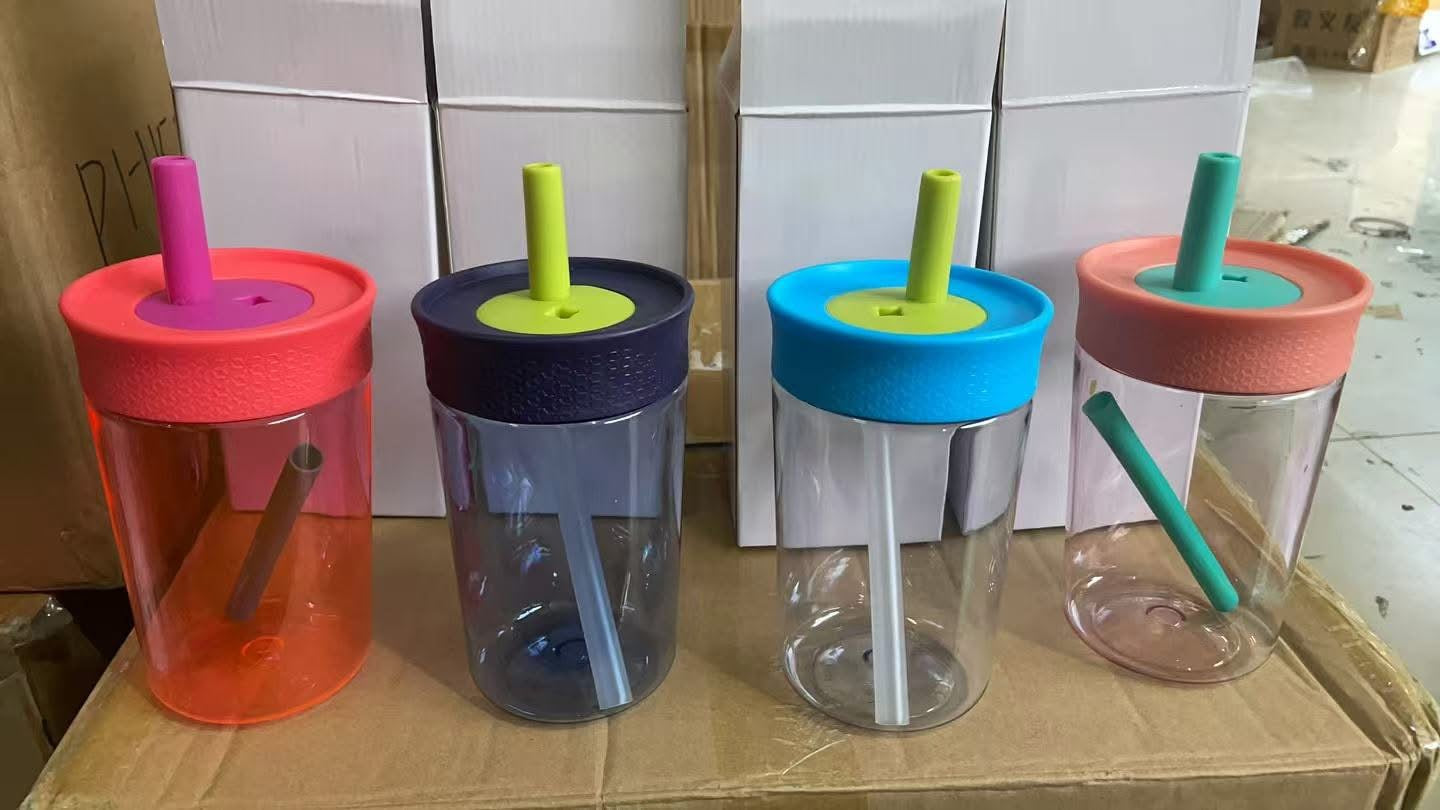 Owala Style 12oz Kids Plastic Cups with Silicone Straw Lid for UV DFT Wraps_ miki