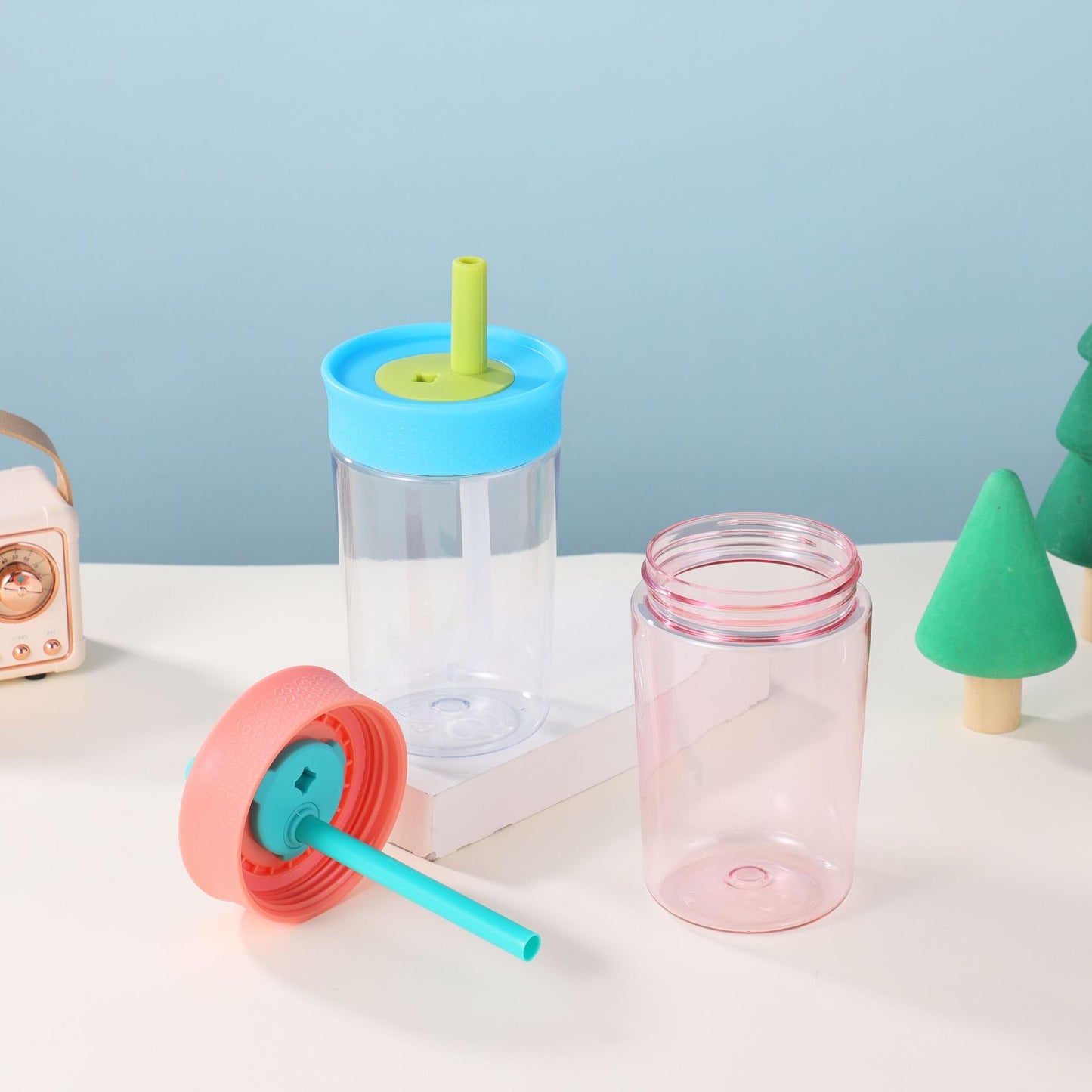 Owala Style 12oz Kids Plastic Cups with Silicone Straw Lid for UV DFT Wraps_ miki