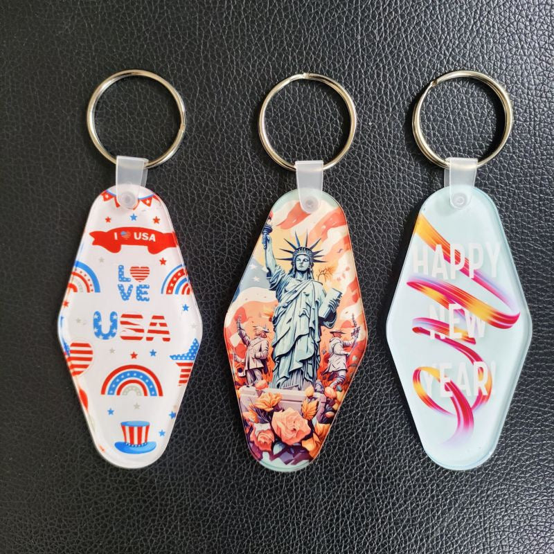 Sublimation Acrylic Hotel Keychain Blank Motel Keychain with Key Rings for DIY Heat Transfer_ miki