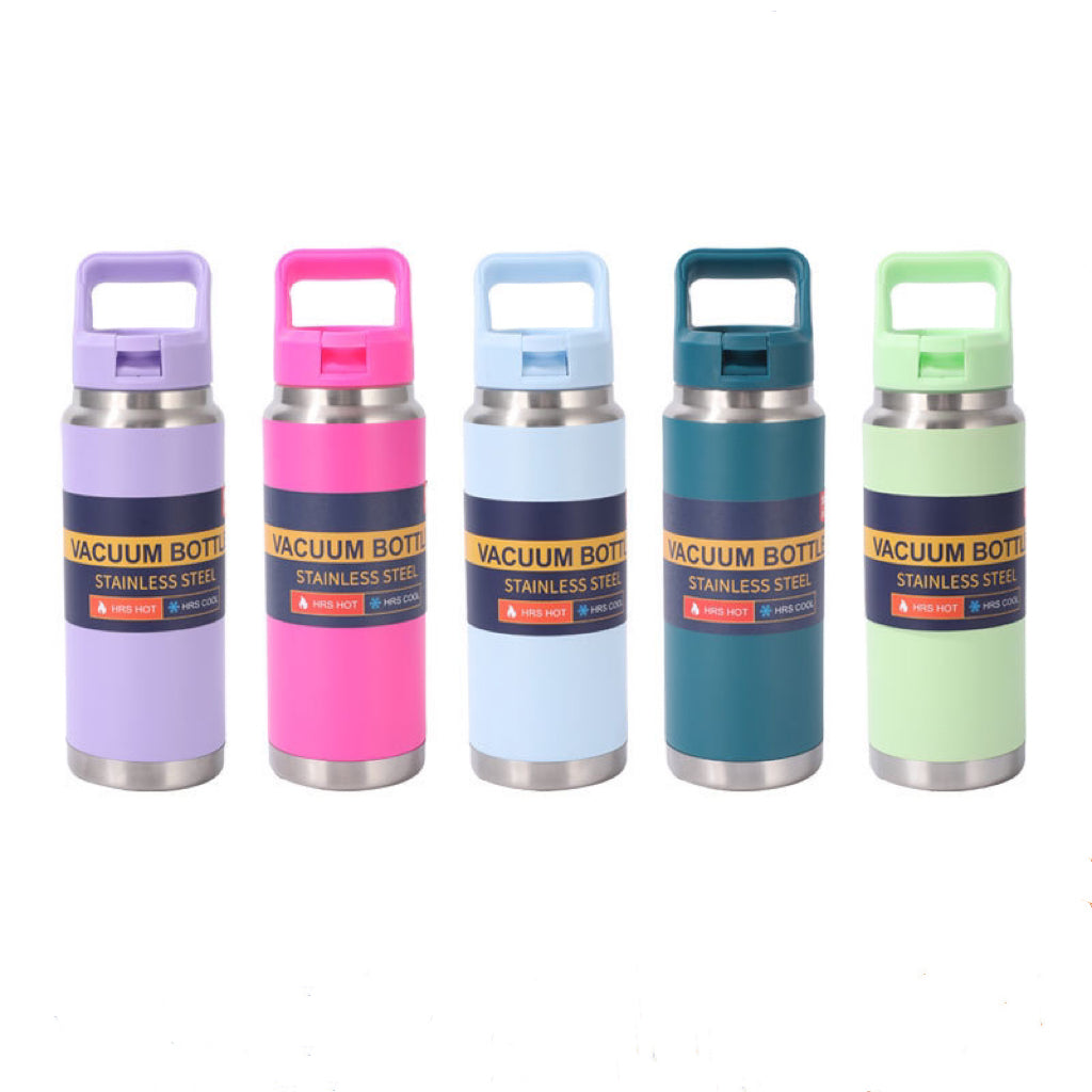 Yeti Style Powder Coated 26oz 40oz Stainless Steel Vacuum Insulated Water Bottles with Flip Straw Lid_ miki