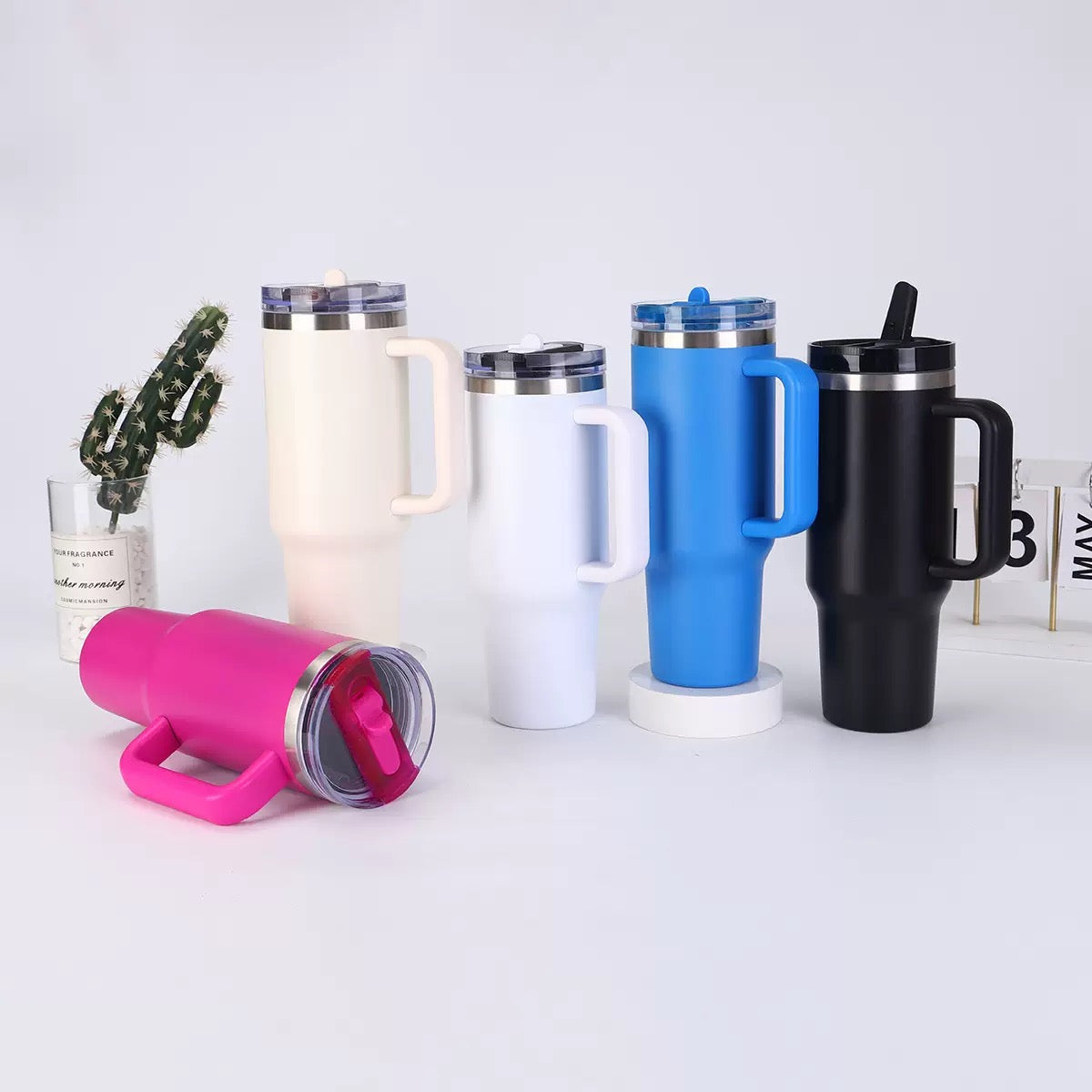 Stanley Style ProTour Flip Straw 40oz Leak Proof Quencher Tumblers With Removable Lid and Handle for Laser Engraving_ miki