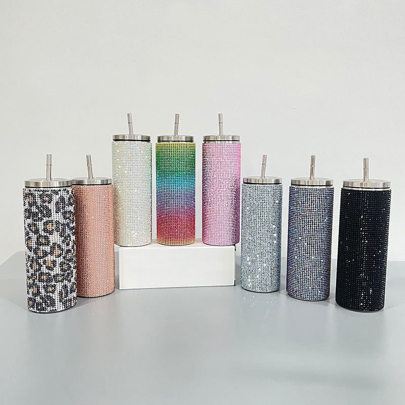 USA RTS_ Bling Rhinestone 20oz Straight Tumbler with Lid and Straw_ miki