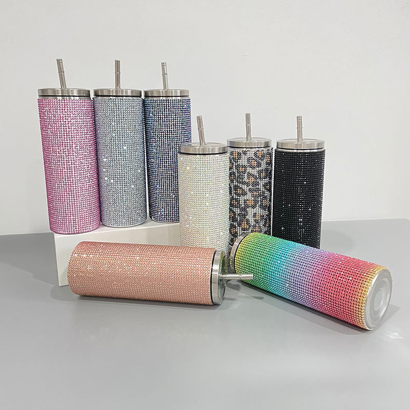 USA RTS_ Bling Rhinestone 20oz Straight Tumbler with Lid and Straw_ miki