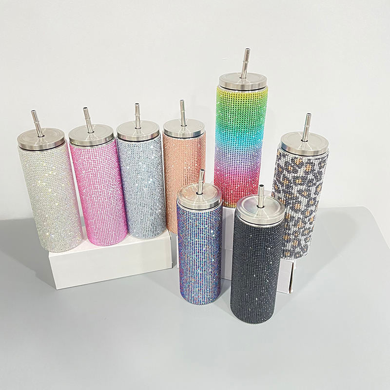 USA RTS_ Bling Rhinestone 20oz Straight Tumbler with Lid and Straw_ miki
