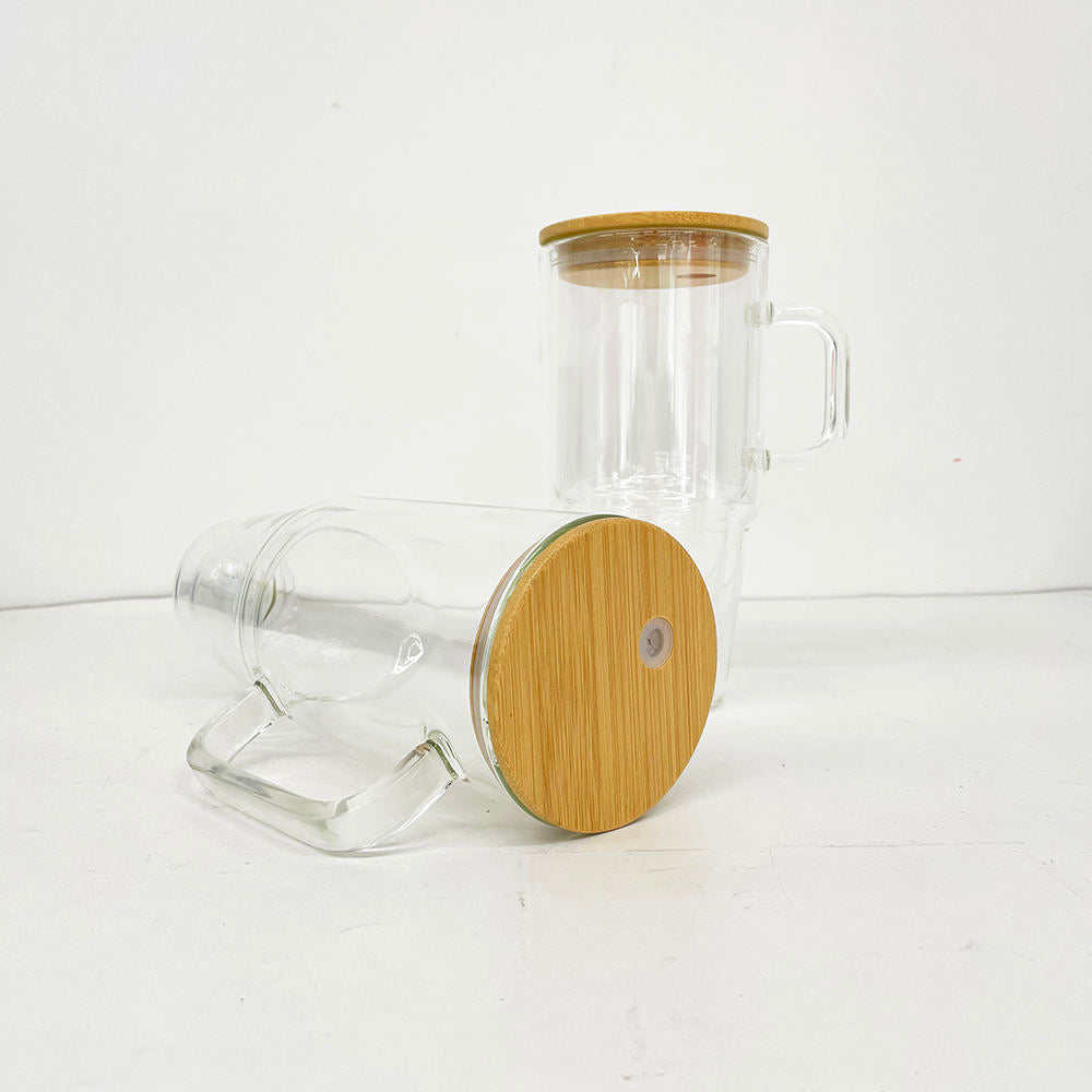 Pre-drilled Sublimation 32oz 40oz clear Snow Globe Glass Tumbler with Handle and Plugs for DIY Glitter and UV DTF Wrap_ miki