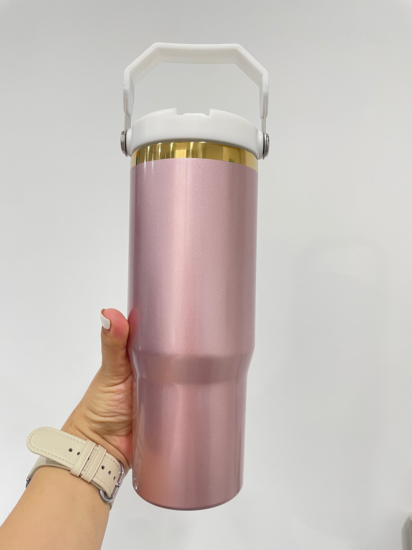 20oz 30oz Rose Pink with Gold Plated Tumblers for Sublimation and Laser engraving_ miki