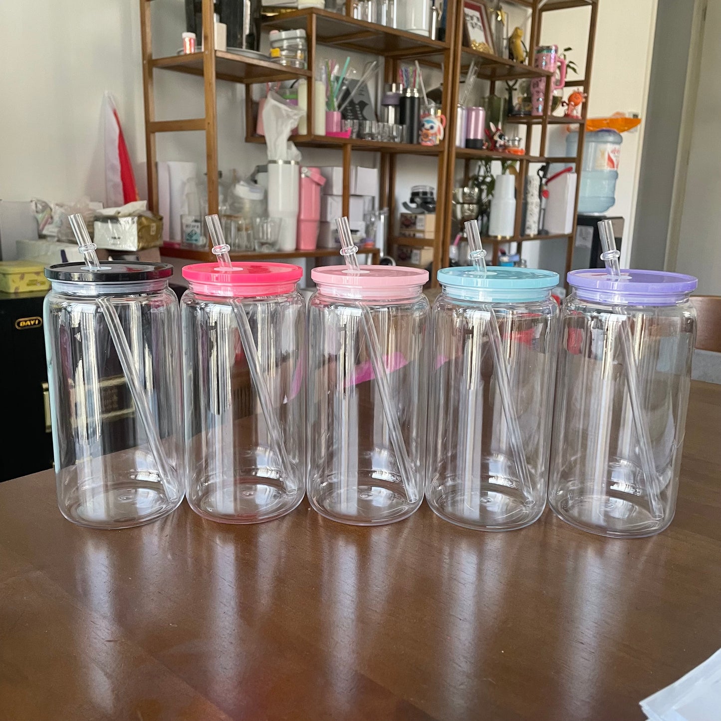 USA RTS Clear jelly macaron V2 16oz plastic cans with colorful lids_miki