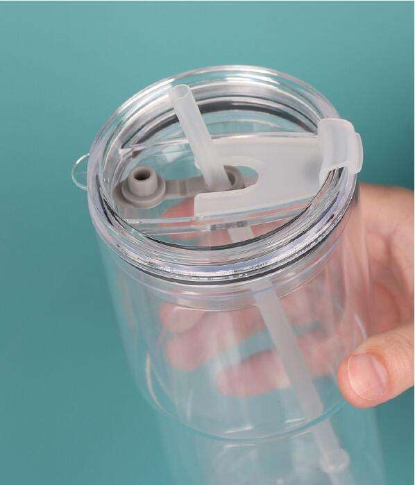17oz Acrylic Double Walled Snowglobe Travel Cups Pre-drilled with Leak Proof Lid, Colored Straws and stoppers _miki