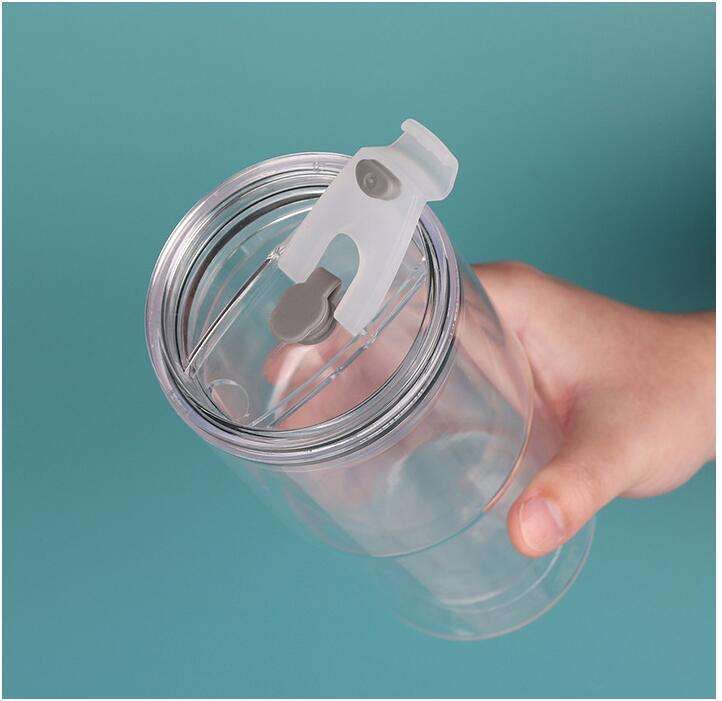 17oz Acrylic Double Walled Snowglobe Travel Cups Pre-drilled with Leak Proof Lid, Colored Straws and stoppers _miki