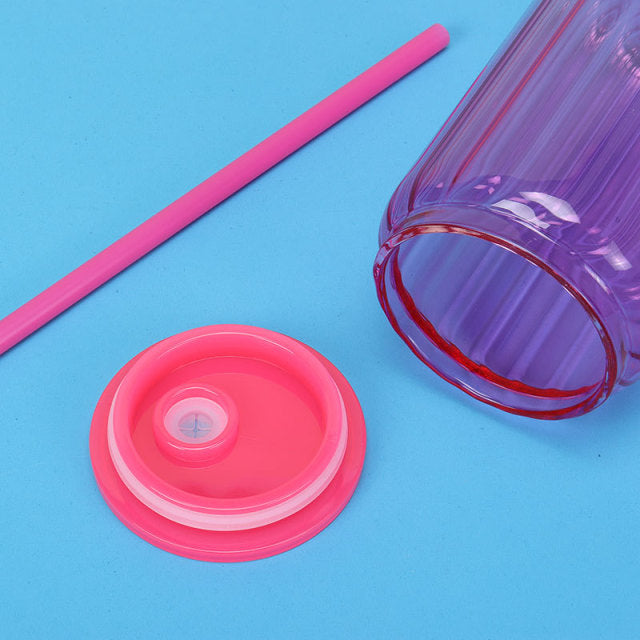 Sublimation 16oz Strip Jelly Glass Can With Colored Plastic Lid and straw _miki