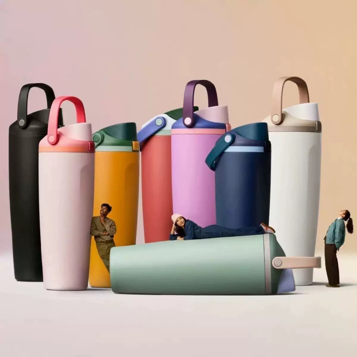 30oz Owala style water bottles with lid and carry strap _miki