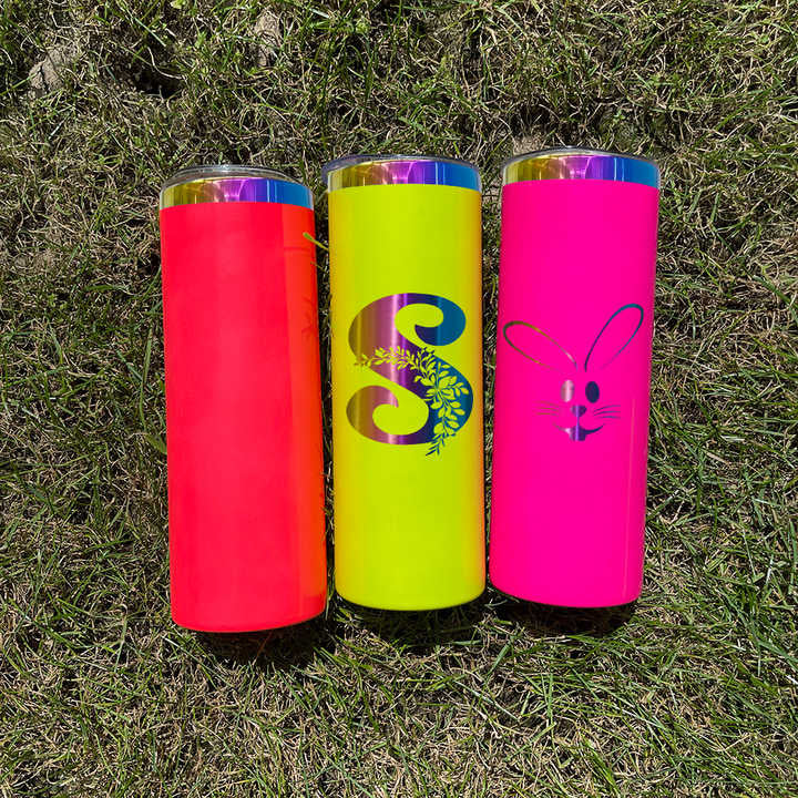 USA RTS_ neon colored rainbow plated 20oz straight tumbler with lid and colorful straw for laser and sublimation_miki