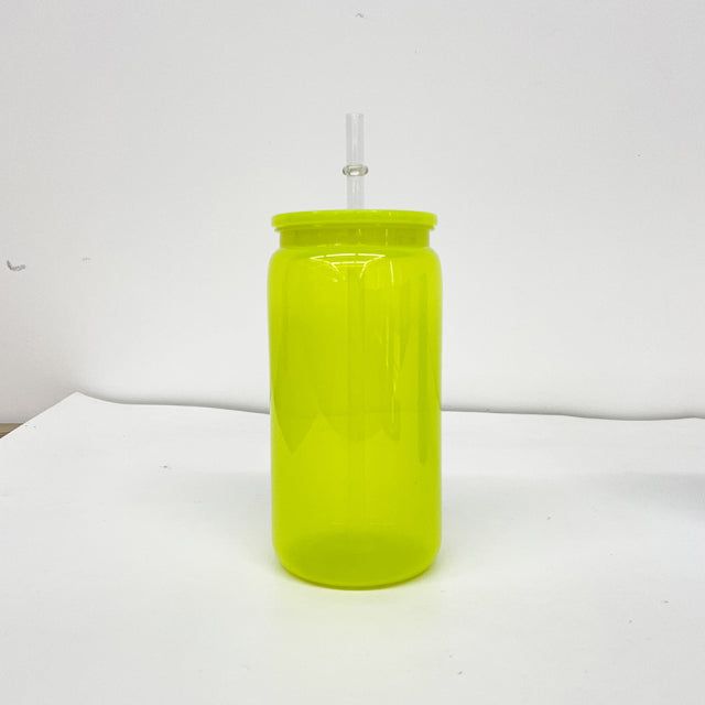 Neon colored 16oz plastic cans with pp lids and straws for UV DTF_miki