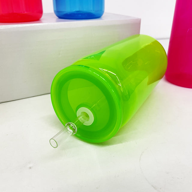 Neon colored 16oz plastic cans with pp lids and straws for UV DTF_miki