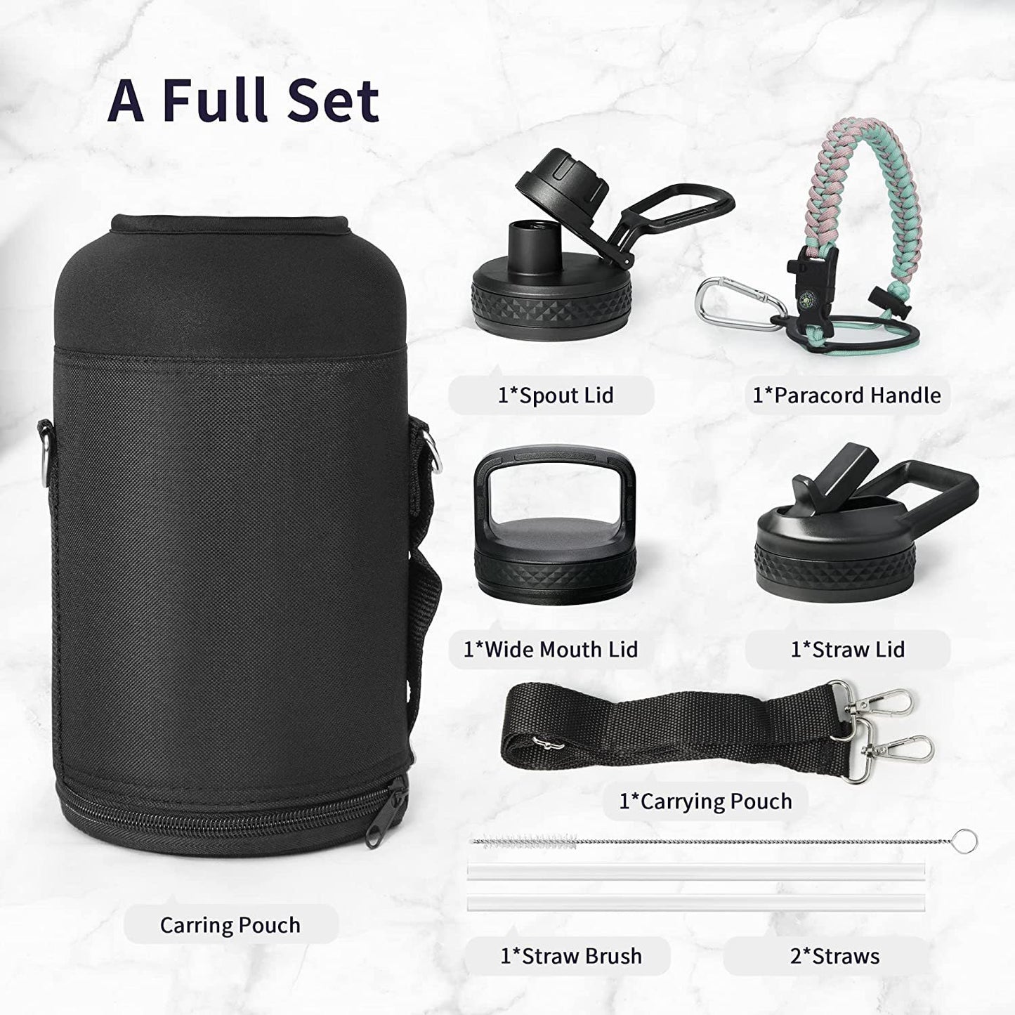 powder coated 64oz sports water bottles with all accessories for laser engraving_miki