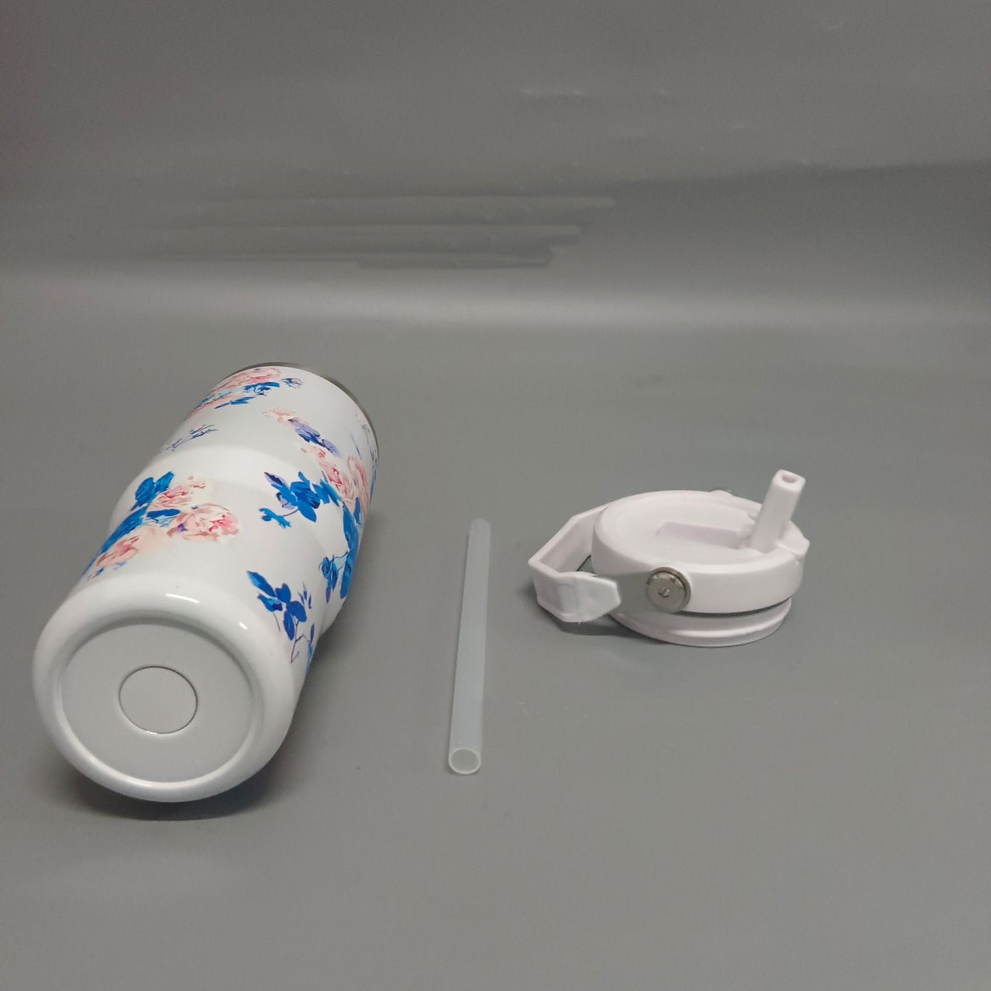30oz Sliver Plate Love Shack Fancy Flower Flip Straw Water Bottles_ miki