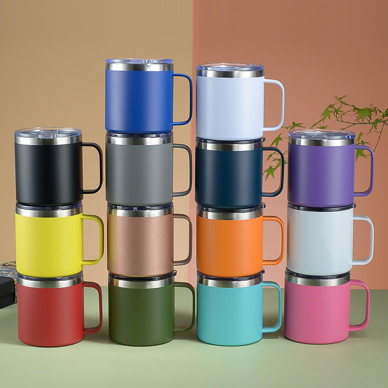 powder coated 14oz 24oz insulated stainless steel coffee camper mug with handle_miki
