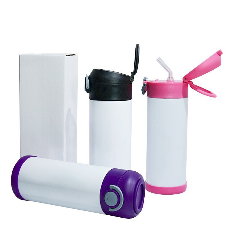 Sublimation 12oz flip straw kids water bottles_miki