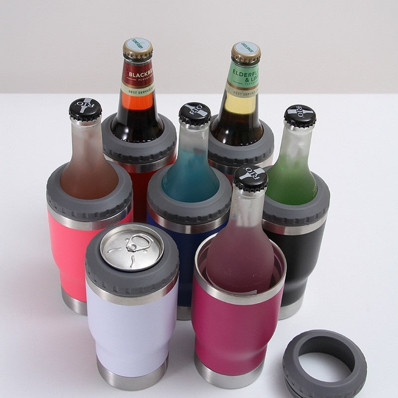 powder coated 4 in 1 stainless steel can cooler 14oz for laser engraving_miki