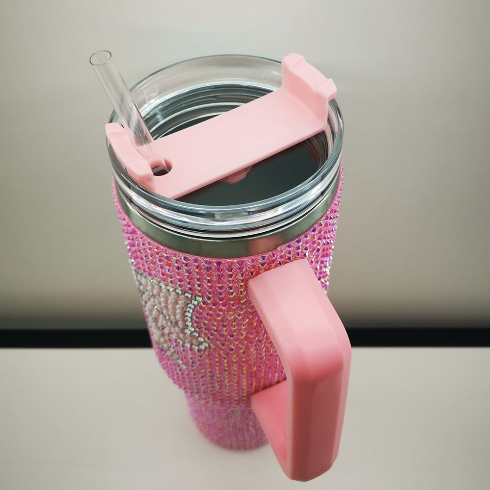 Pink Bow 40oz rhinestone bling tumbles_miki