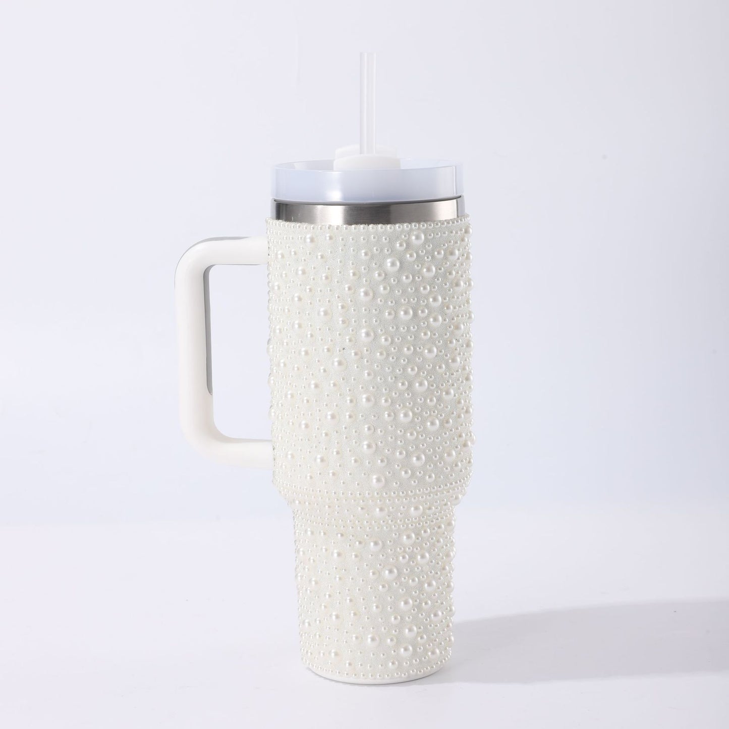 Rhinestone Pearl 40oz Quencher Tumbler With Handle,Lid And Straw_miki
