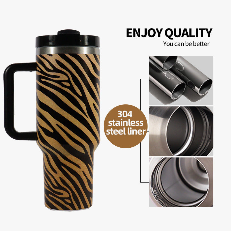 Zebra Printed 40oz H2.0 Quencher Tumblers with Removable Handle and Straw_ miki