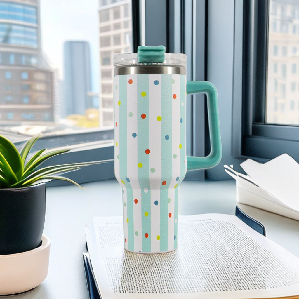Colorful Painted Dots H1.0 40 OZ Quencher Tumblers with Removable Handle, Lid and Straw_ miki
