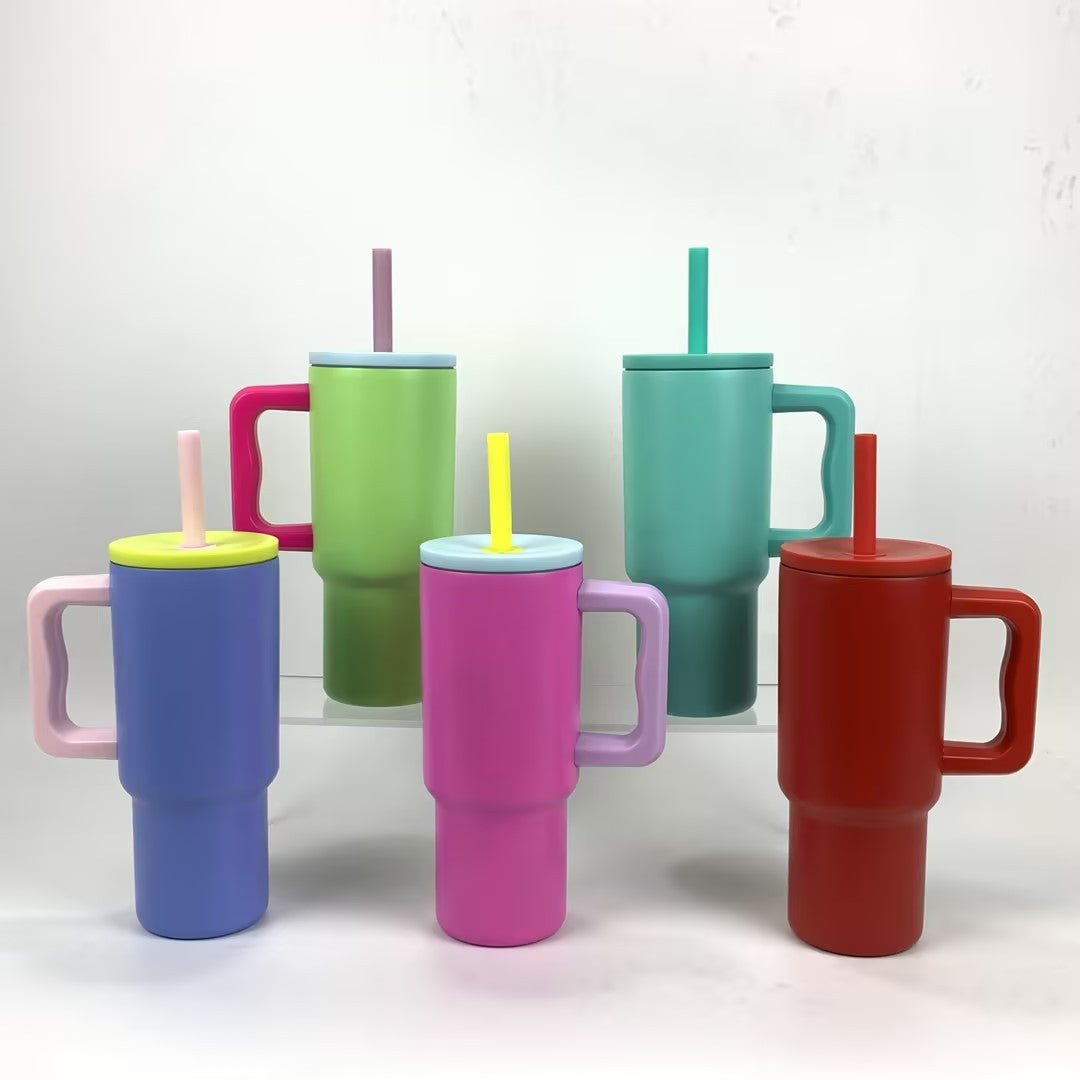 summer colors powder coated 24oz simple mold cups with handle_miki