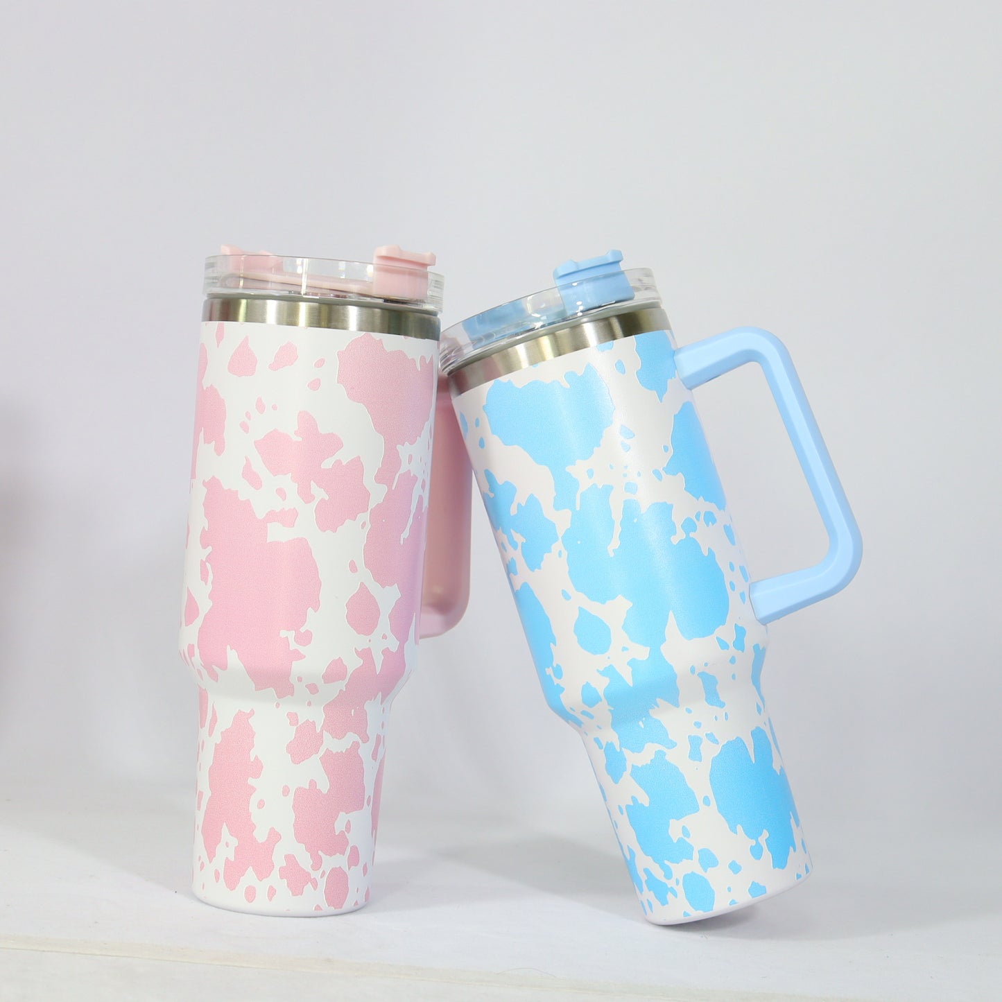 Cow Printed 40oz H1.0 Quencher Tumblers with Removable Handle and Straw_ miki