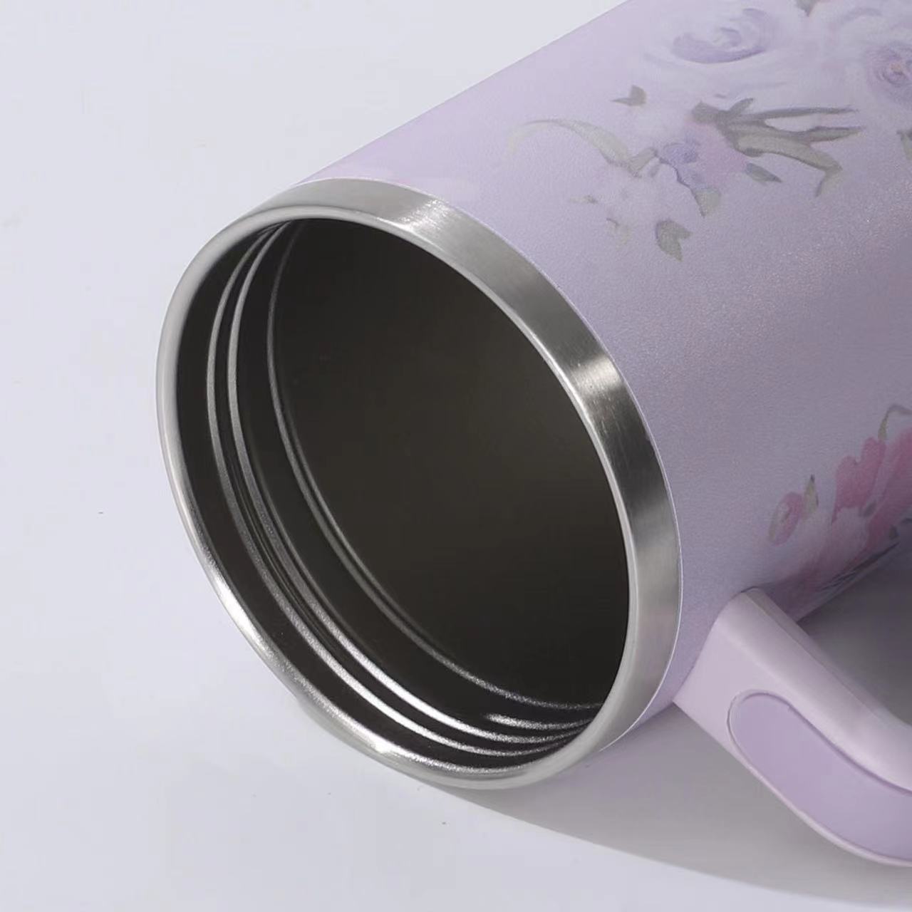 40oz Gold Plated Love Shack Fancy H2.0 Flower Quencher Tumblers with Removable Handle and Straw_ miki